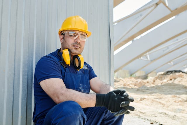 construction worker with protective equipment